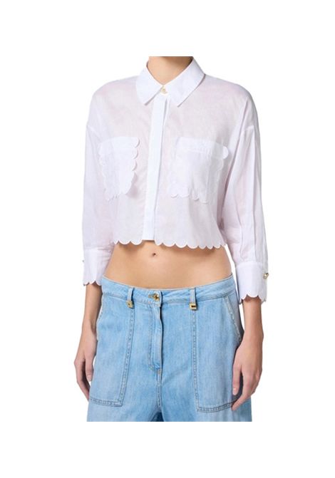 Camicia Elisabetta Franchi donna CA09752E2 100 bianca cotone bottoni gioiello ELISABETTA FRANCHI | Camicie | CA09752E2100